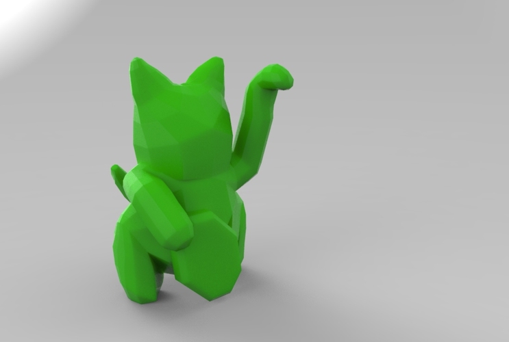 Low Poly Maneki Neko (Japanese Cat) 3D Print 5540