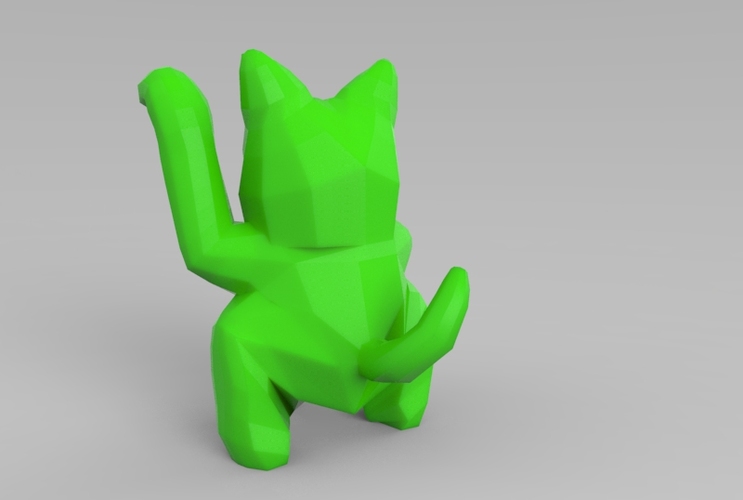 Low Poly Maneki Neko (Japanese Cat) 3D Print 5541