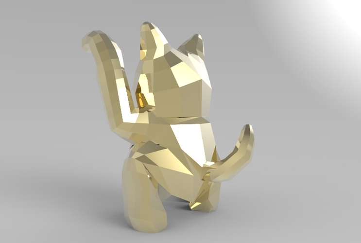 Low Poly Maneki Neko (Japanese Cat) 3D Print 5544