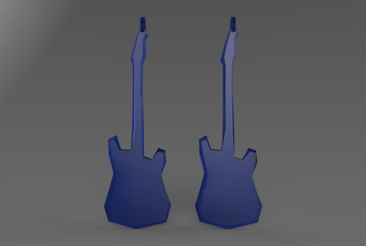 Low Poly Electric Guitar Earring 3D Print 5611