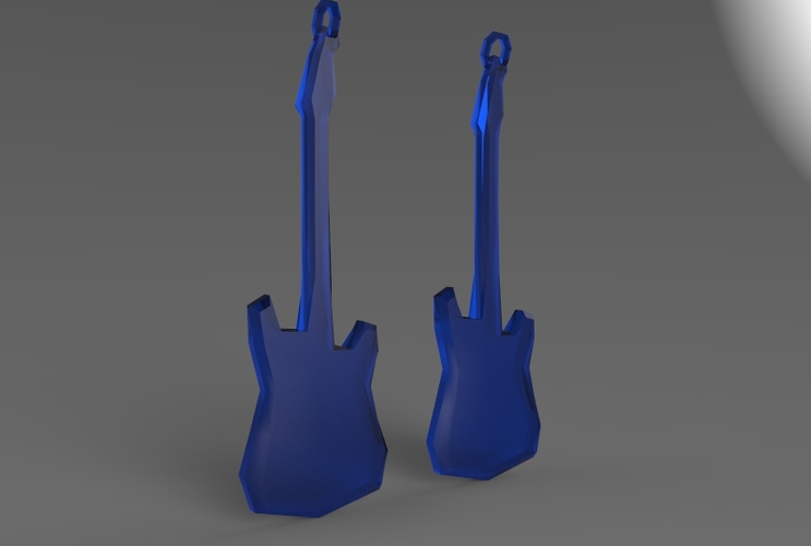 Low Poly Electric Guitar Earring 3D Print 5612
