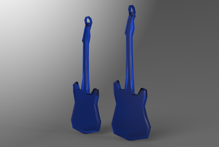 Low Poly Electric Guitar Earring 3D Print 5613