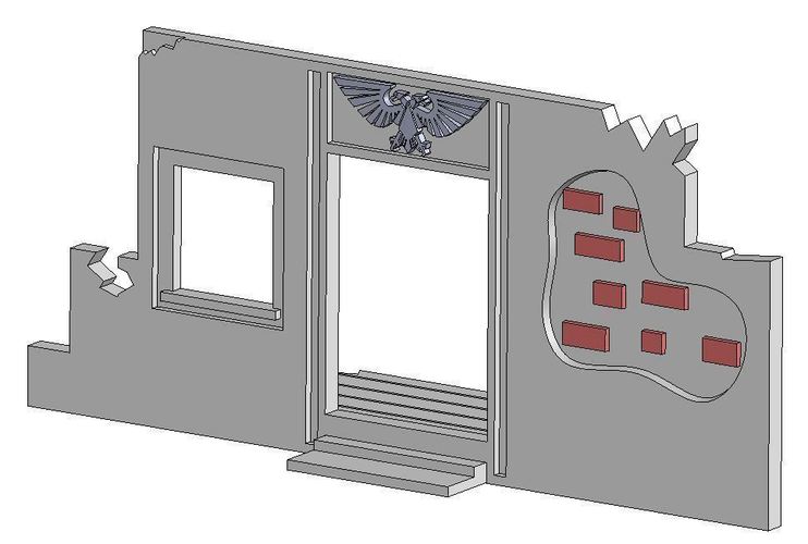 Wargaming Terrain: Ruined Building Entry 3D Print 56831