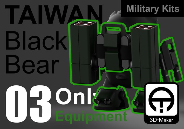 ​Taiwan Black_bear Military [Only Equipment] 3D Print 59789
