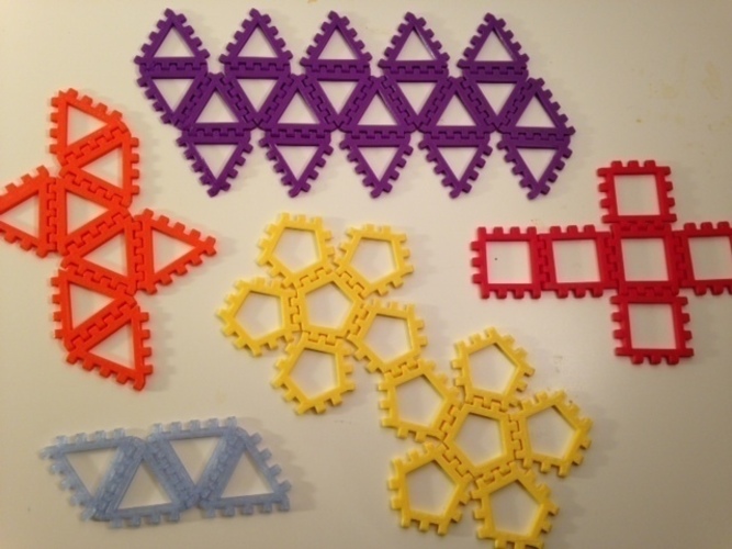 Polyhedra - Hinged Nets and Snap Tiles 3D Print 66018