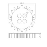 Small gear wheel button 3D Printing 66352