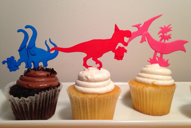 DINOSAUR-CAKE TOPPERS SET OF SIX 3D Print 6638 DINOSAUR-CAKE TOPPERS SET OF SIX 3D Print 6638