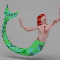 Small Low Poly Mermaid Pendant 3D Printing 6652