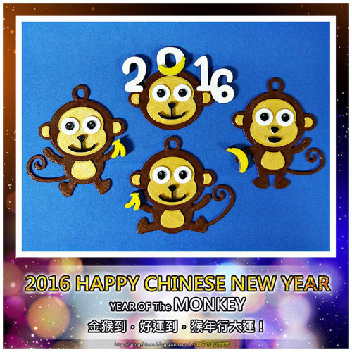 2016 HAPPY CHINESE NEW YEAR-YEAR OF The MONKEY  Keychain / Magne 3D Print 66732