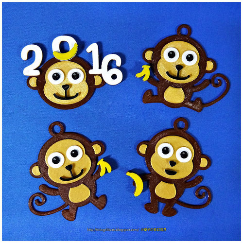 2016 HAPPY CHINESE NEW YEAR-YEAR OF The MONKEY  Keychain / Magne 3D Print 66733