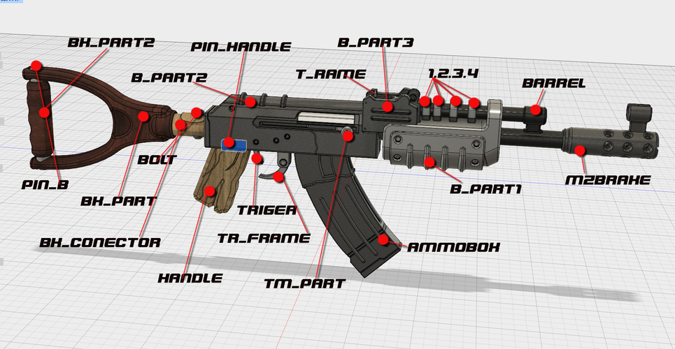 AK47 from Rust 3D Print 66964
