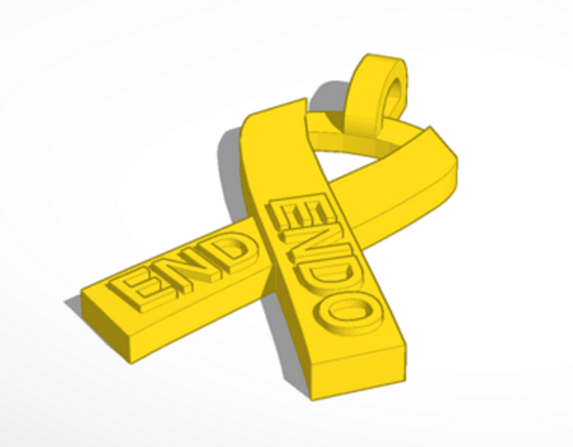 End Endometriosis Awareness Ribbon 3D Print 69045
