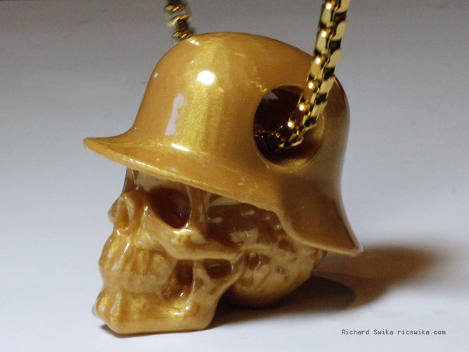 Hole in Head Army Skull Pendant 3D Print 71627