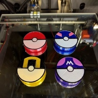 Small Poke Ball, Great Ball, Ultra Ball, and Master Ball Magnets (Poke 3D Printing 73378