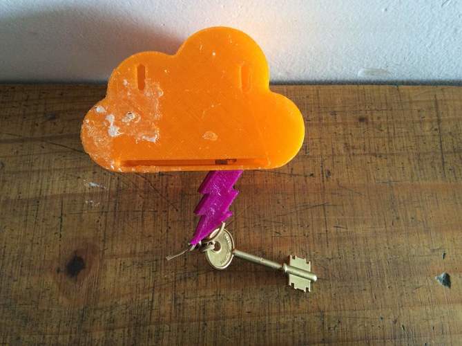Cloud and Thunder magnet key holder 3D Print 78130