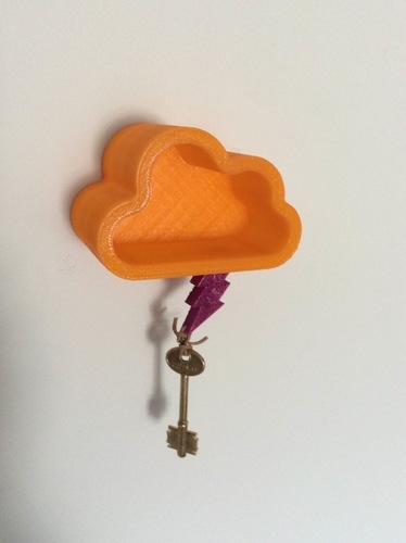 Cloud and Thunder magnet key holder 3D Print 78132