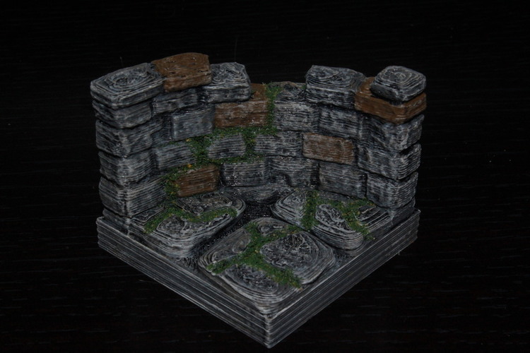 OpenForge Curved Ruined Wall Tile 3D Print 78430