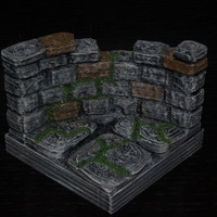 Small OpenForge Curved Ruined Wall Tile 3D Printing 78430