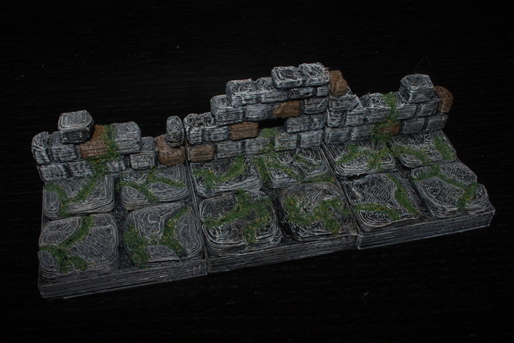 OpenForge Ruined Wall Tile 3D Print 78438