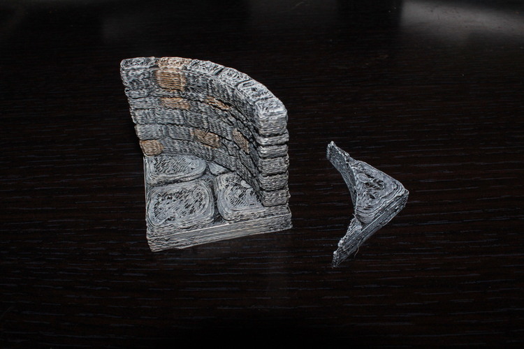 OpenForge Stone Dungeon Curved Wall 3D Print 78496