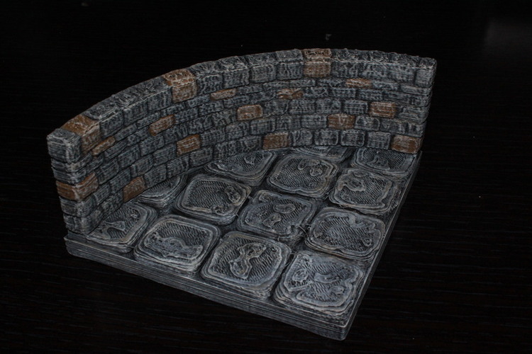 OpenForge Stone Dungeon Curved Wall 3D Print 78499