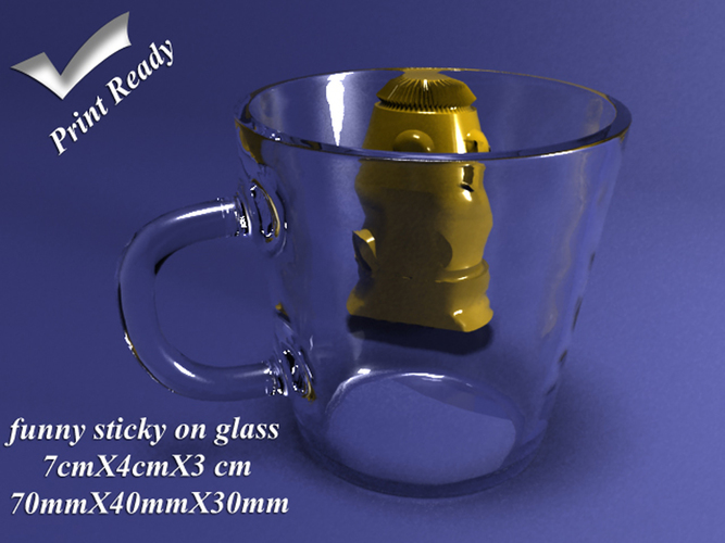 Funny Sticky on Glass 3D Print 80000