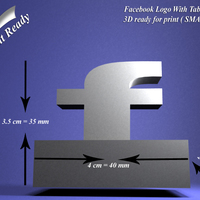 Small ​Facebook with holder -  Small size 3D Printing 80010