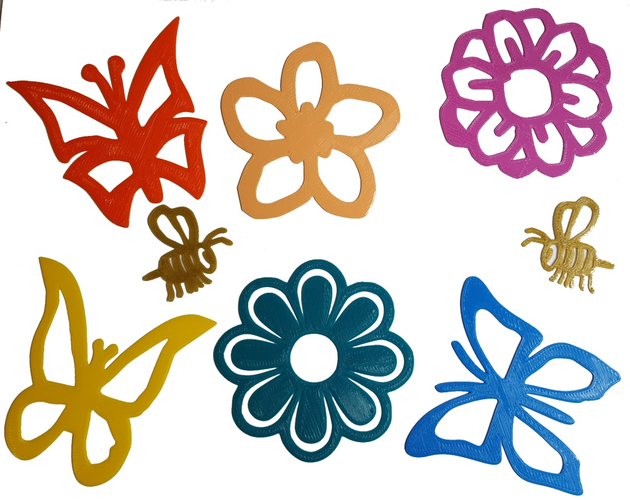 Spring Flowers, Butterflies and Bees  Decals 3D Print 80051