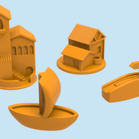 Small Catan pieces (Basic Set + Ship) 3D Printing 82064