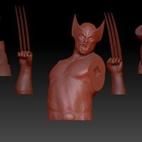 Small Wolverine Bust and Stand 3D Printing 82977