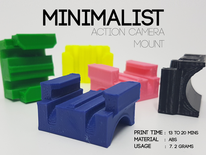 Minimalist Action Camera Mount (25mm Handlebar) 3D Print 84970