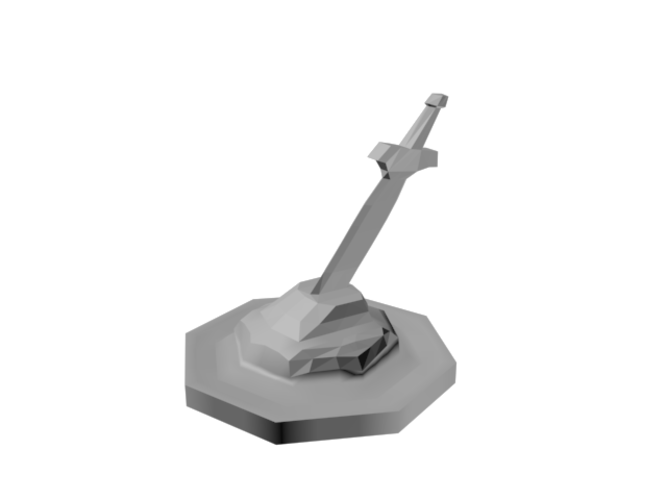 Sword in Stone Token 3D Print 85930
