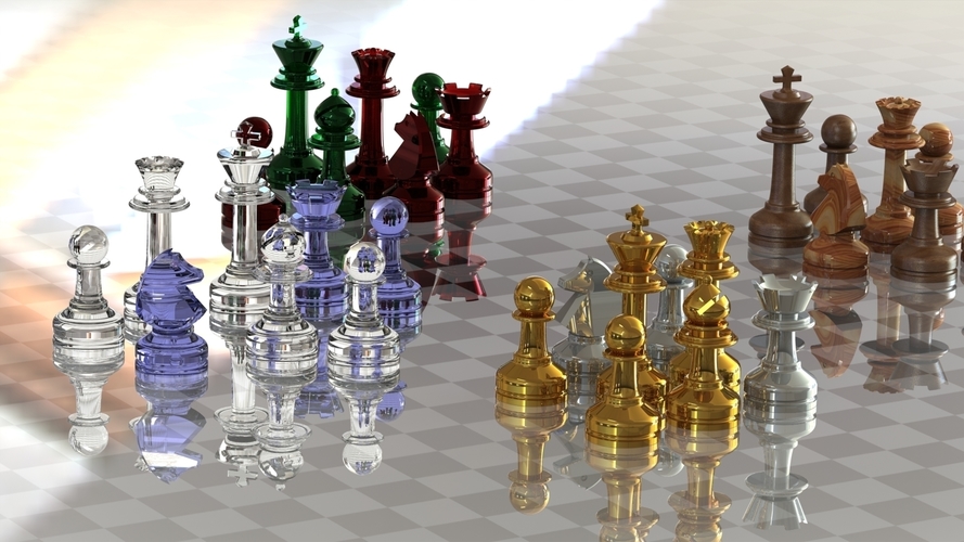 MILOSAURUS Staunton-style Chess Set 3D Print 91384