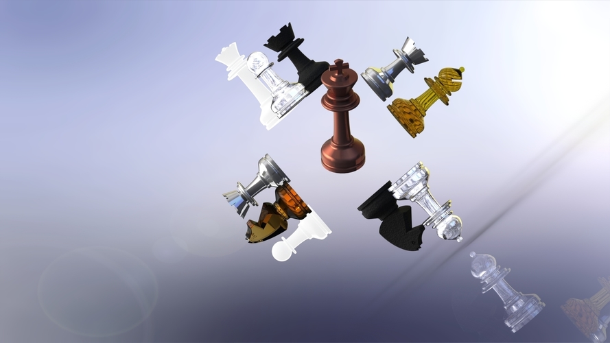 MILOSAURUS Staunton-style Chess Set 3D Print 91385