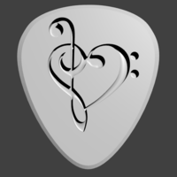 Small Guitar Pick - Heart Shaped Music Keys 3D Printing 92188