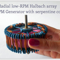 Small Radial low-RPM Halbach array PM Generator with serpentine coils. 3D Printing 93569