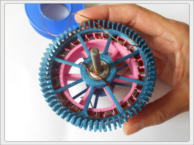 Radial low-RPM Halbach array PM Generator with serpentine coils. 3D Print 93571