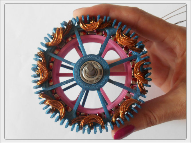 Radial low-RPM Halbach array PM Generator with serpentine coils. 3D Print 93572