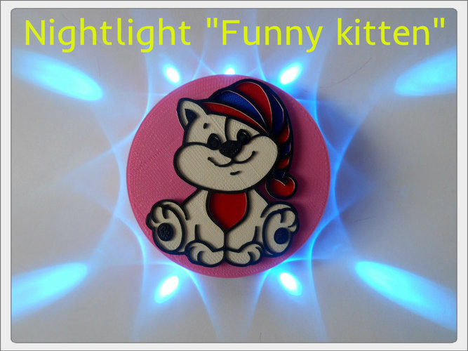 Nightlight "Funny kitten"  3D Print 93595