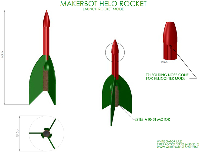Helo model Rocket & Launch Pad (Estes Style) 3D Print 97048