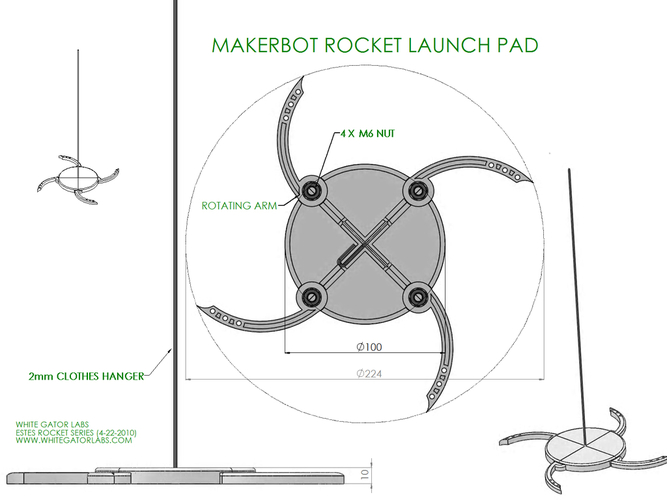 Helo model Rocket & Launch Pad (Estes Style) 3D Print 97050