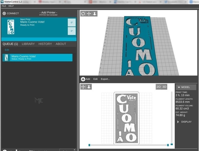 Mario Cuomo - Prose vs. Politics 3D Print 97905 Mario Cuomo - Prose vs. Politics 3D Print 97905