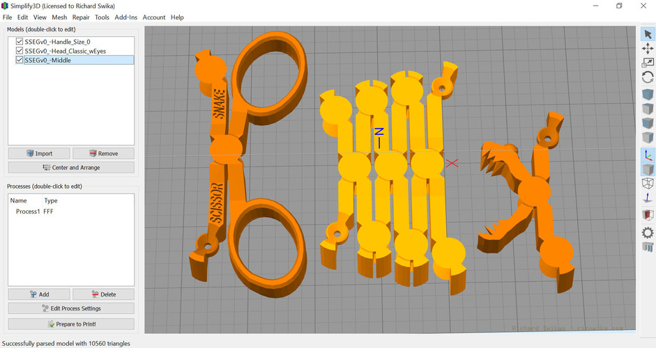Scissor Snake Easy Grip Custom 3D Print 99648