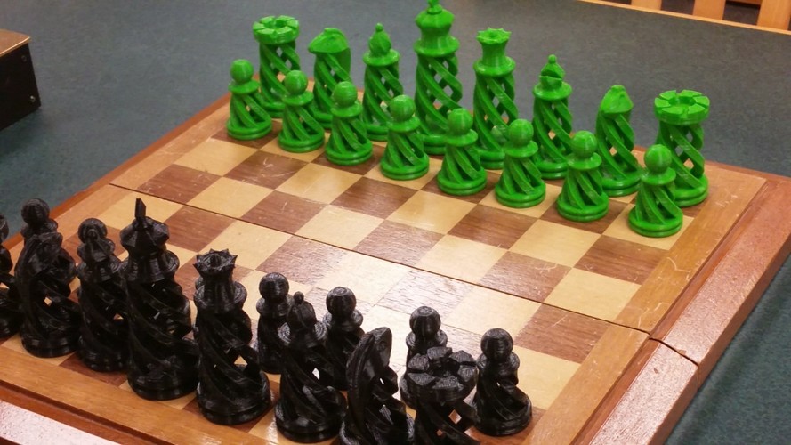 Spiral Chess Set (Large) 3D Print 12501 Spiral Chess Set (Large) 3D Print 12501