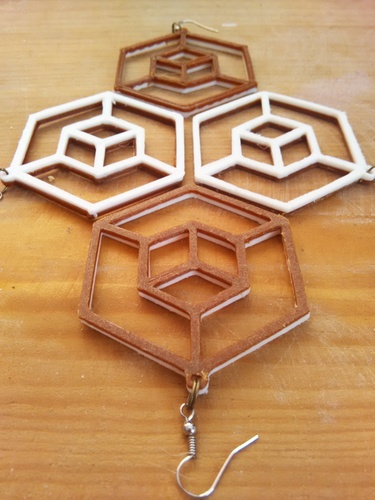 Planar Cube Earring 3D Print 13317 Planar Cube Earring 3D Print 13317