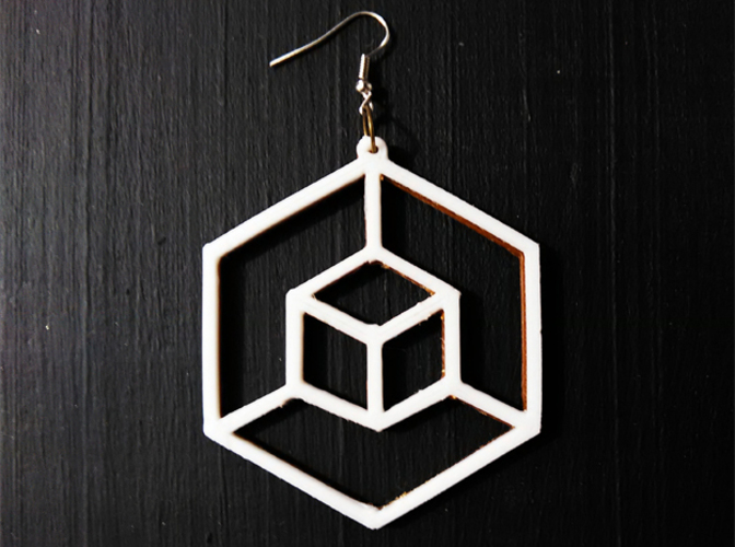 Planar Cube Earring 3D Print 13318 Planar Cube Earring 3D Print 13318