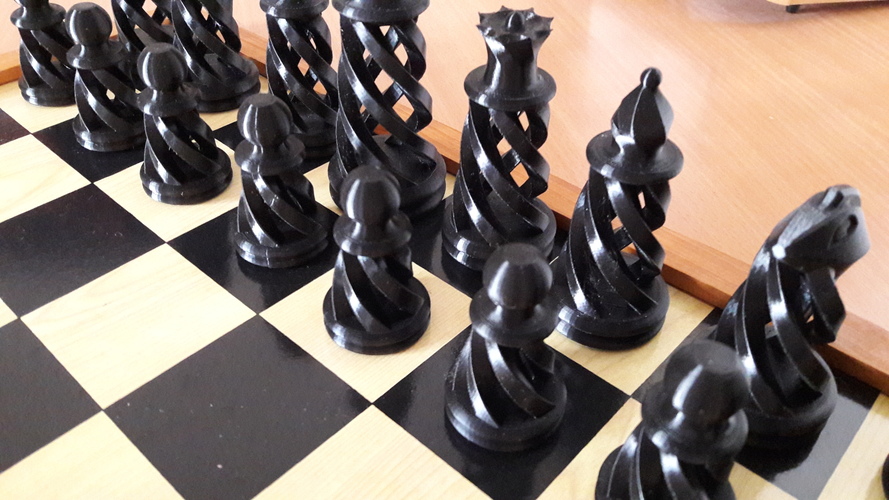 Spiral Chess Set (Large) 3D Print 16178 Spiral Chess Set (Large) 3D Print 16178