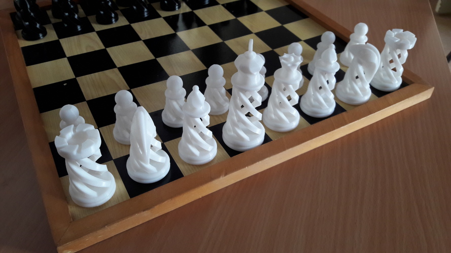 Spiral Chess Set (Large) 3D Print 16180 Spiral Chess Set (Large) 3D Print 16180