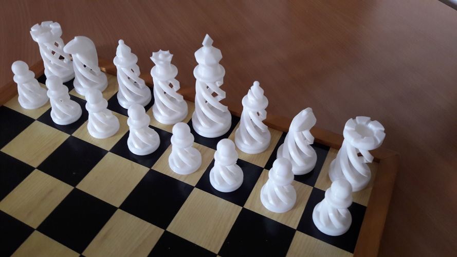 Spiral Chess Set (Large) 3D Print 16181 Spiral Chess Set (Large) 3D Print 16181