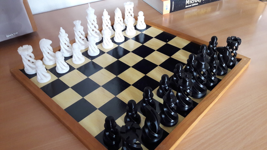 Spiral Chess Set (Large) 3D Print 16182 Spiral Chess Set (Large) 3D Print 16182